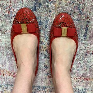 Salvatore Ferragamo red flats size 10